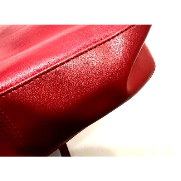 Vintage Laura Scott Red Shoulder Handbag Genuine Leather Pockets Purse - Picture 9 of 11
